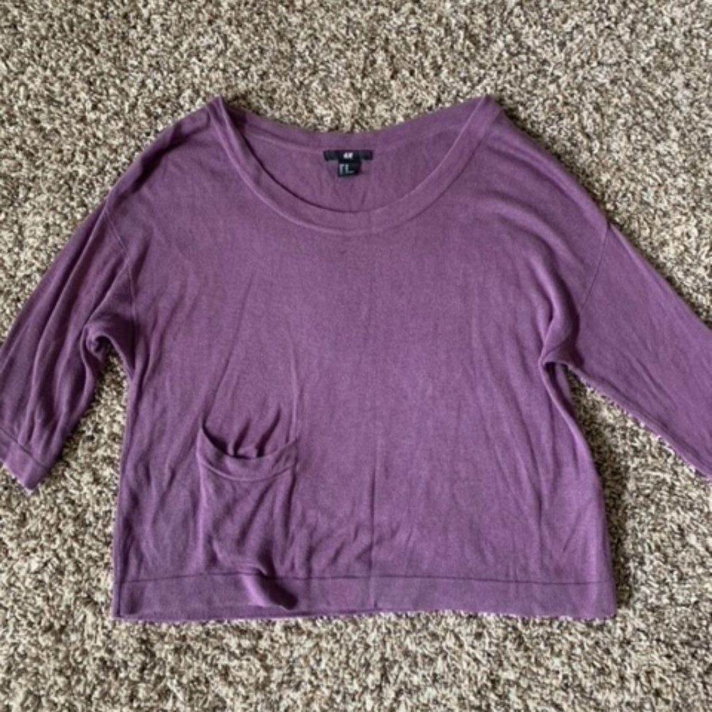 H&M Short Sleeved Purple Crop Top